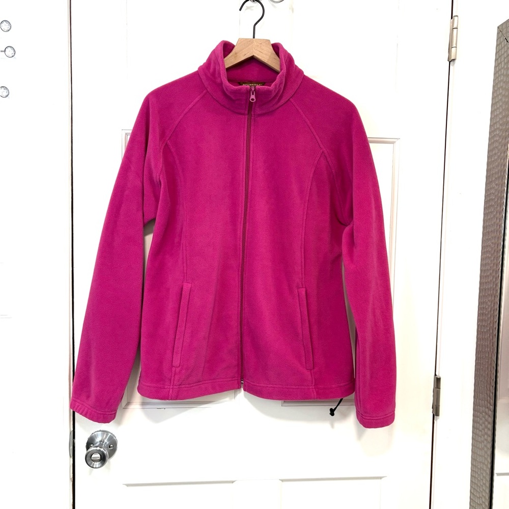 Bit & Bridle Fleece Jacket Women’s Sz L Hot Pink Full Zip Pockets Soft Cozy Warm